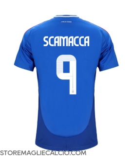 Italia Gianluca Scamacca #9 Maglia Gara Casa Repliche Europei 2024